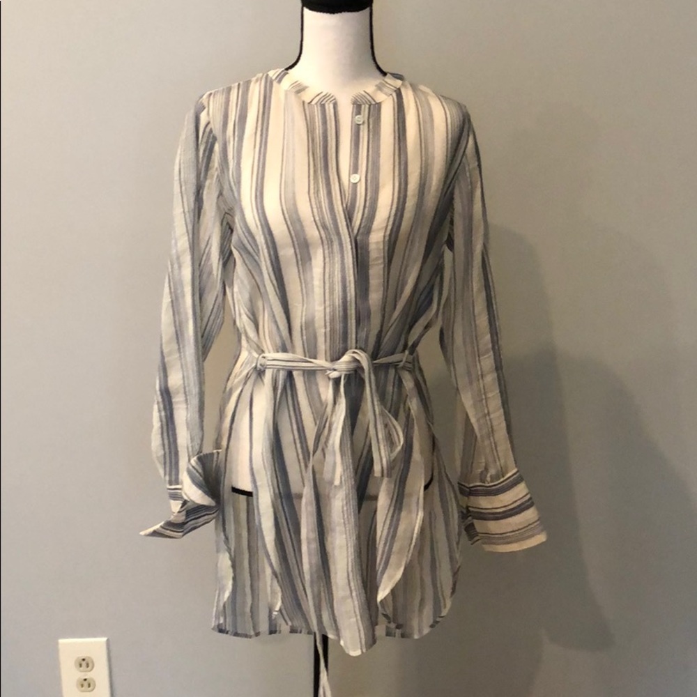 Theory sheer striped tunic